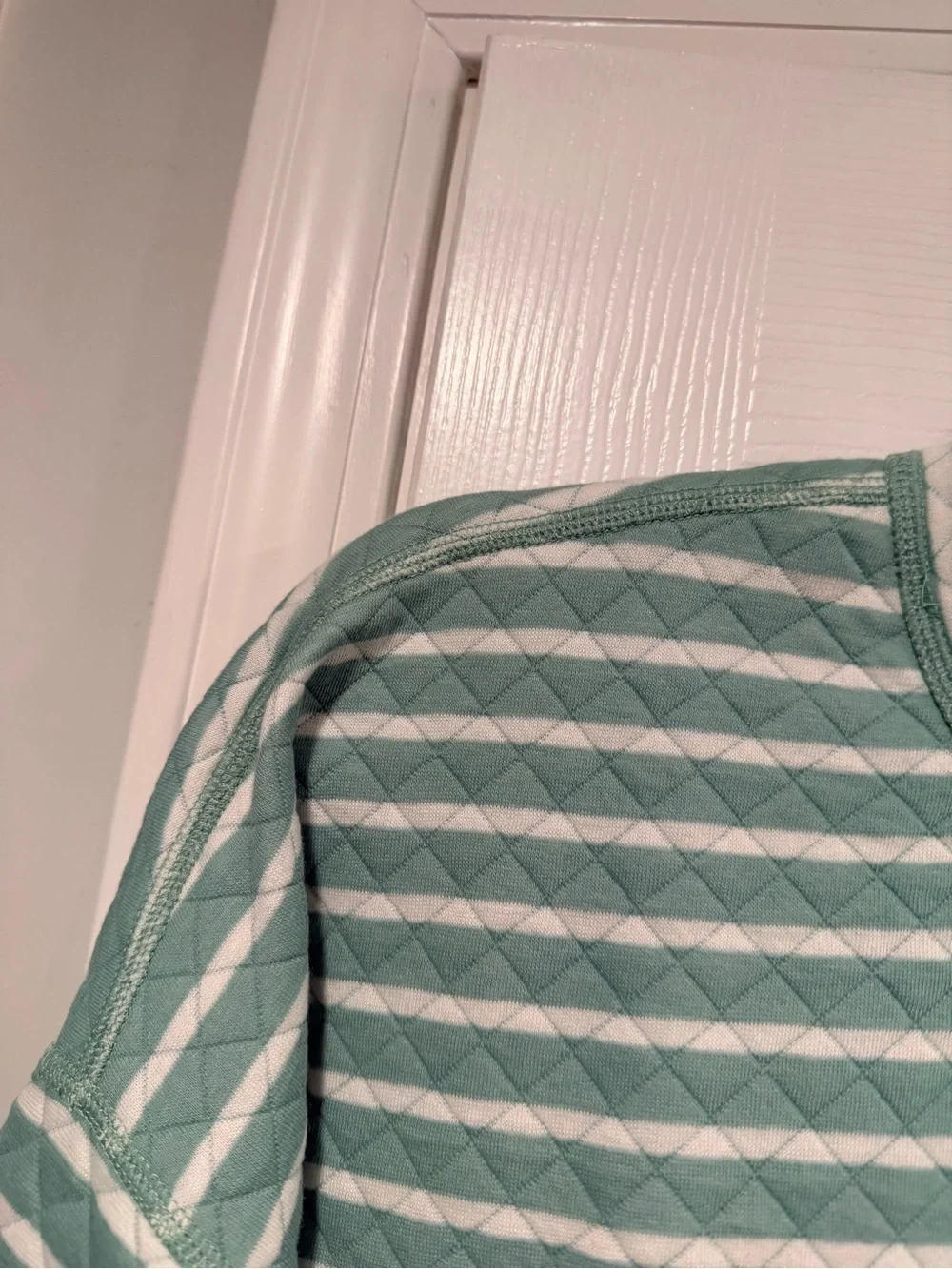 NWOT J. Crew Size 2X Mint Green Cream Reversible Quilted Striped Crew Sweatshirt